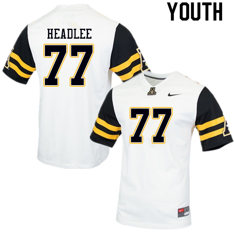 Youth #77 Josh Headlee Appalachian State Mountaineers College Football Jerseys Sale-White